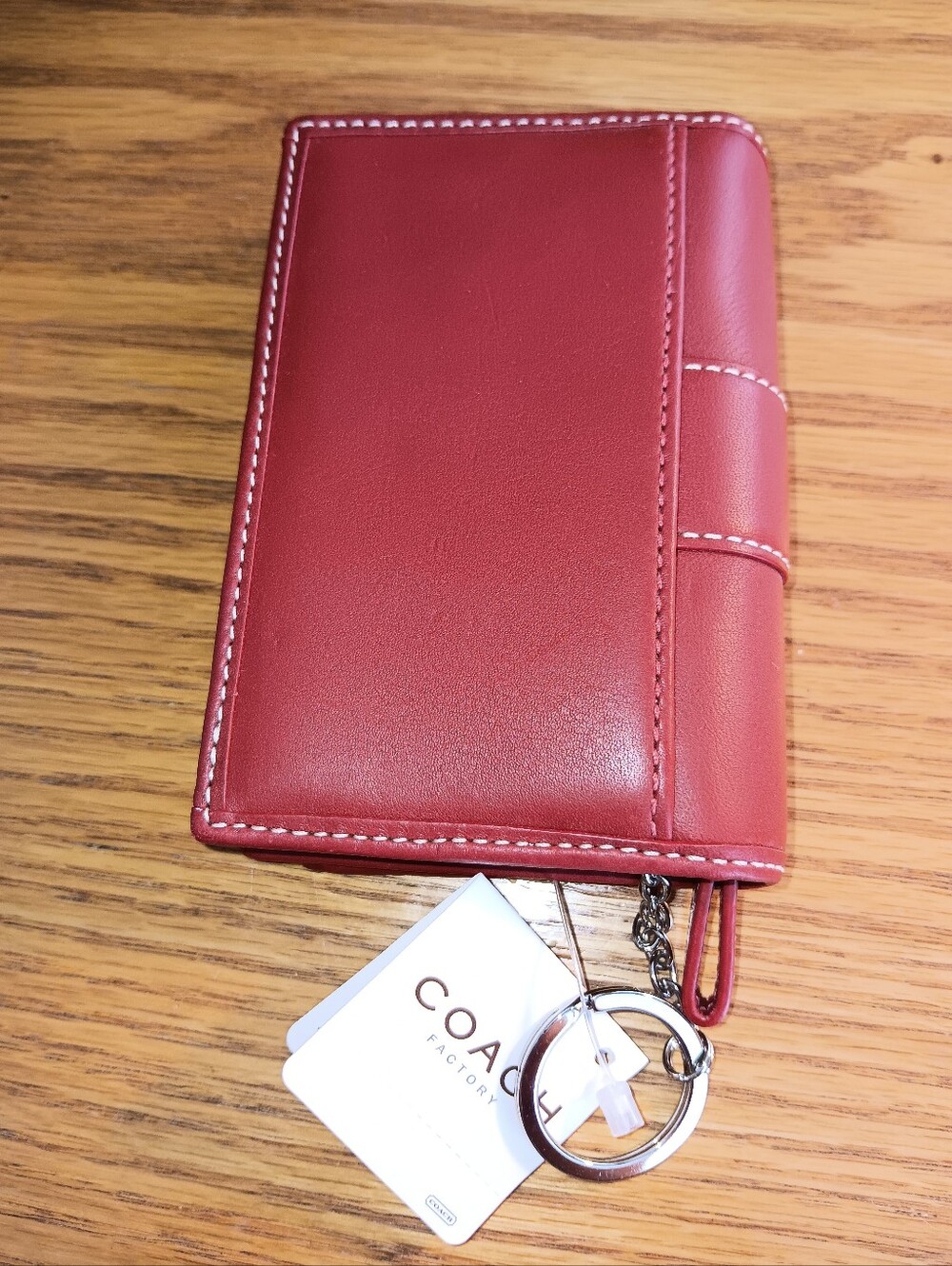 Coach Cherry Red Leather Bifold Card Wallet Zip Coin Section. New. 99. Retail - Picture 2 of 9